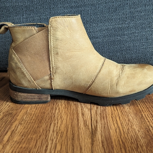 Sorel Women's Brown Leather Slip On Waterproof Chelsea Ankle Boots Size 6.5 - Picture 2 of 6